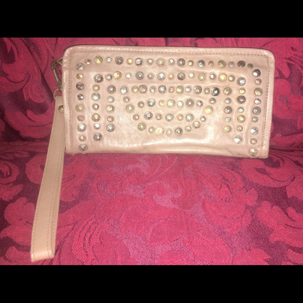 Castellani Studded Cream Italian Leather Wrislet
